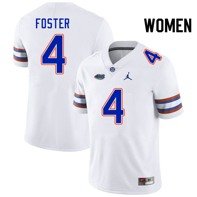 Women #4 Teddy Foster Florida Gators College Football Jerseys Stitched-White